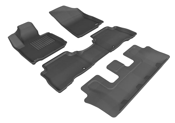 3D MAXpider KAGU Floor Mat for 2014-2015 KIA SORENTO 7-SEATS  - BLACK - 1ST ROW 2ND ROW 3RD ROW - L1KA01601509 [2022 2021]