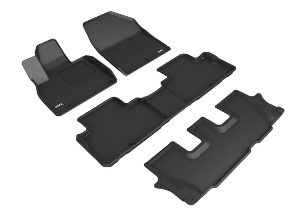 3D MAXpider KAGU Floor Mat for 2020-2024 KIA TELLURIDE  - BLACK - 1ST ROW 2ND ROW 3RD ROW - L1KA05201509 [2023 2022]