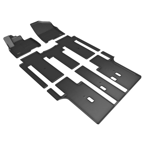 3D MAXpider KAGU Floor Mat for 2022-2024 KIA CARNIVAL/SEDONA  - BLACK - 1ST ROW 2ND ROW 3RD ROW - L1KA06401509 [2021 2020 2019 2018 2017 2016]