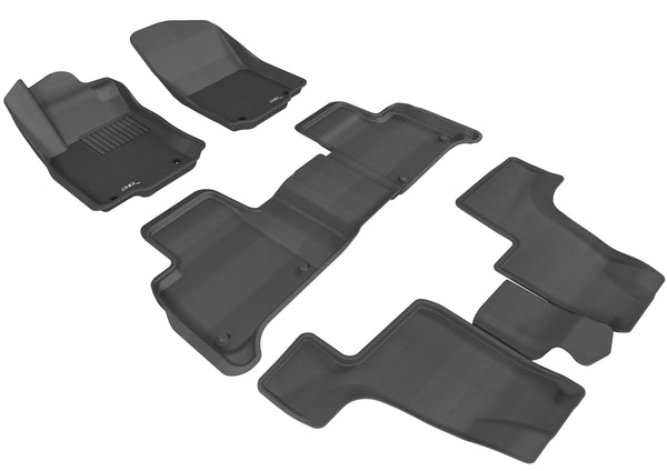 3D MAXpider KAGU Floor Mat for 2013-2019 MERCEDES-BENZ GLS SUV / GL-CLASS (X166) X166 - BLACK - 1ST ROW 2ND ROW 3RD ROW - L1MB03901509 [2015 2014 2013]