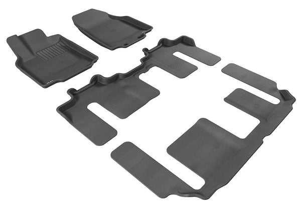 3D MAXpider KAGU Floor Mat for 2007-2015 MAZDA CX-9  - BLACK - 1ST ROW 2ND ROW 3RD ROW - L1MZ01701509 [2019 2018 2017 2016]