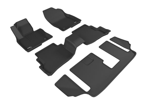 3D MAXpider KAGU Floor Mat for 2016-2023 MAZDA CX-9 7-SEATS  - BLACK - 1ST ROW 2ND ROW 3RD ROW - L1MZ05701509 [2023 2022 2021 2020]