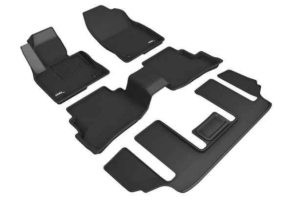 3D MAXpider KAGU Floor Mat for 2020-2023 MAZDA CX-9 6-SEATS  - BLACK - 1ST ROW 2ND ROW 3RD ROW - L1MZ07401509 [2023 2022 2021]