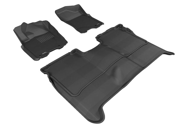3D MAXpider KAGU Floor Mat for 2009-2015 NISSAN TITAN CREW CAB  - BLACK - 1ST ROW 2ND ROW - L1NS06301509 [2018 2017 2016 2015 2014 2013 2012 2011]