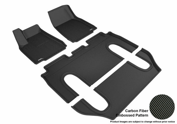 3D MAXpider KAGU Floor Mat for 2016-2021 TESLA MODEL X 6-SEAT  - BLACK - 1ST ROW 2ND ROW 3RD ROW - L1TL00101509 [2023 2022]