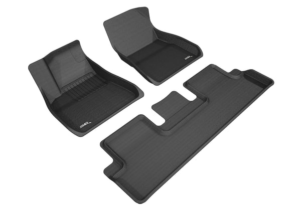 3D MAXpider KAGU Floor Mat for 2018-2019 TESLA MODEL 3  - BLACK - 1ST ROW 2ND ROW - L1TL00401509 [2020 2019 2018 2017]