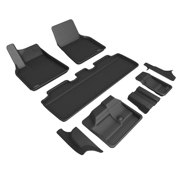 3D MAXpider KAGU Floor Mat for 2021-2023 TESLA MODEL Y 7-SEAT  - BLACK - 1ST ROW 2ND ROW 3RD ROW - L1TL03601509 [2019 2018 2017 2016 2015 2014 2013 2012]