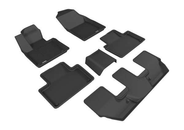 3D MAXpider KAGU Floor Mat for 2015-2023 VOLVO XC90 T5/ XC90 T6  - BLACK - 1ST ROW 2ND ROW 3RD ROW - L1VV02001509 []