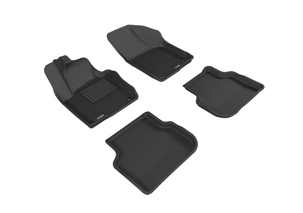 3D MAXpider KAGU Floor Mat for 2011-2018 VOLKSWAGEN JETTA SEDAN  - BLACK - 1ST ROW 2ND ROW - L1VW05501509 []