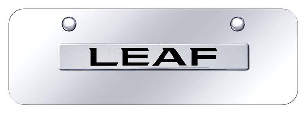 Nissan Leaf Chrome on Chrome 3D Bar Mini License Plate - LEAF.N.CCM