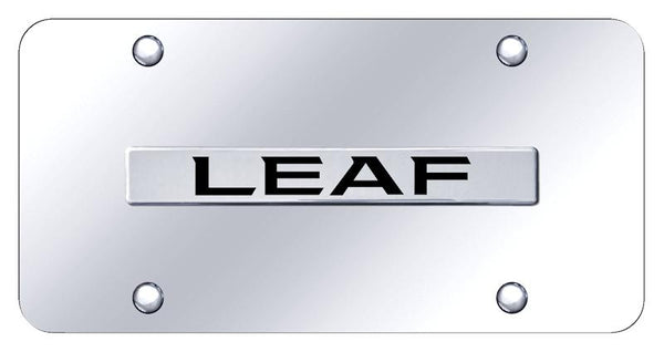 Nissan Leaf Chrome on Chrome 3D Bar License Plate - LEAF.N.CC