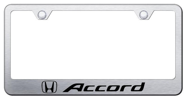 Honda Accord Brushed Stainless Steel Laser Etched Standard License Frame - LF.ACC.ES