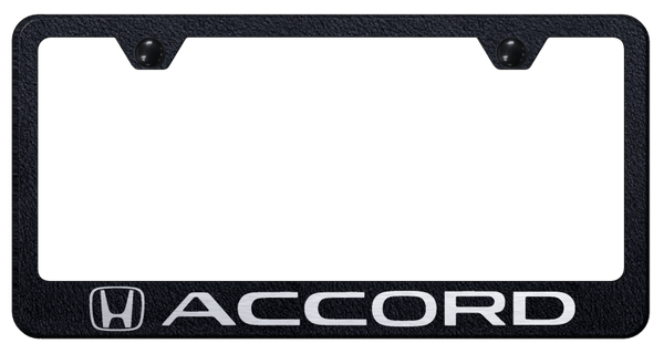 Honda Accord Stainless Steel Frame - Laser Etched Rugged Black License Plate Frame - LF.ACC.ERB