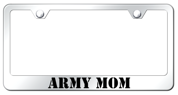 Army Mom Stainless Steel Frame - Laser Etched Mirrored License Plate Frame - LF.ARMYM.EC