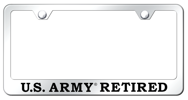 U.S. Army Retired Stainless Steel Frame - Etched Mirrored License Plate Frame - LF.ARMYR.EC