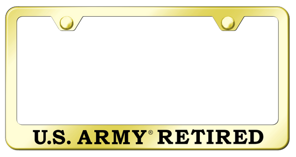 U.S. Army Retired Stainless Steel Frame - Laser Etched Gold License Plate Frame - LF.ARMYR.EG