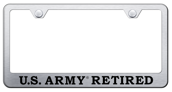 U.S. Army Retired Stainless Steel Frame - Etched Brushed License Plate Frame - LF.ARMYR.ES