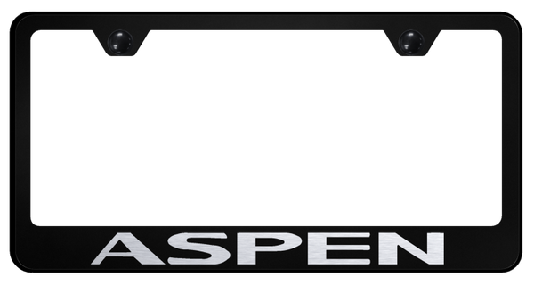 Dodge Aspen Stainless Steel Frame - Laser Etched Black License Plate Frame - LF.ASP.EB