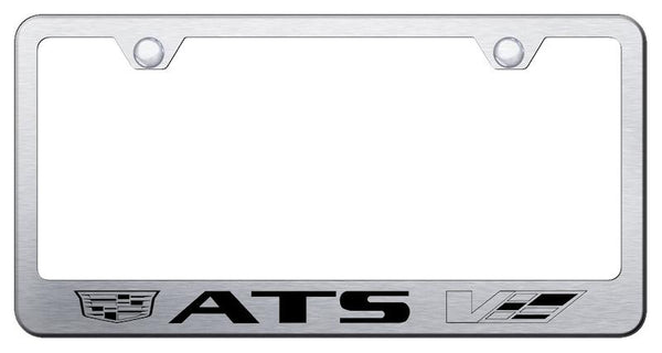 Cadillac ATS Brushed Stainless Steel Laser Etched Standard License Frame - LF.ATSV3.ES