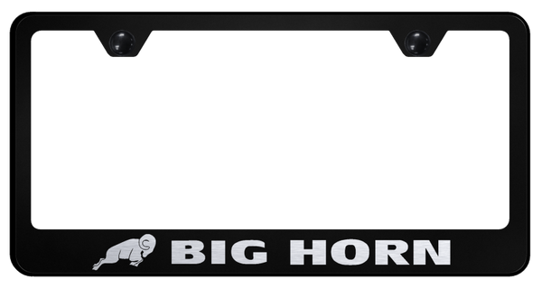 RAM Big Horn Stainless Steel Frame - Laser Etched Black License Plate Frame - LF.BGH.EB