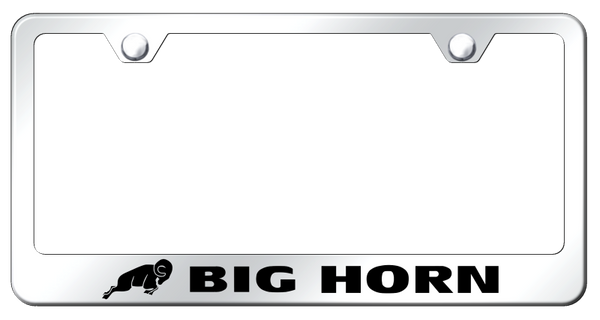 RAM Big Horn Stainless Steel Frame - Laser Etched Mirrored License Plate Frame - LF.BGH.EC