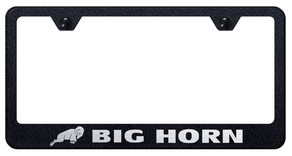 RAM Big Horn Stainless Steel Frame - Laser Etched Rugged Black License Plate Frame - LF.BGH.ERB