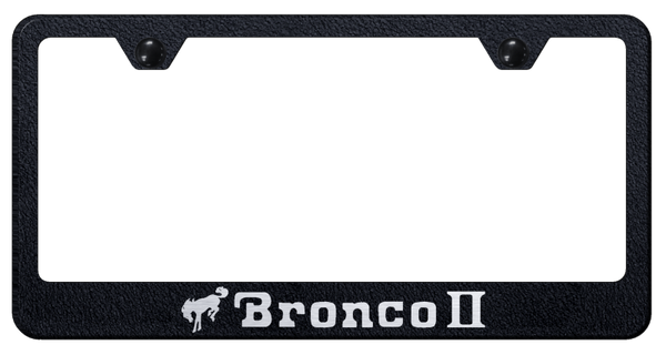 Ford Bronco II Stainless Steel Frame - Laser Etched Rugged Black License Plate Frame - LF.BRO2.ERB