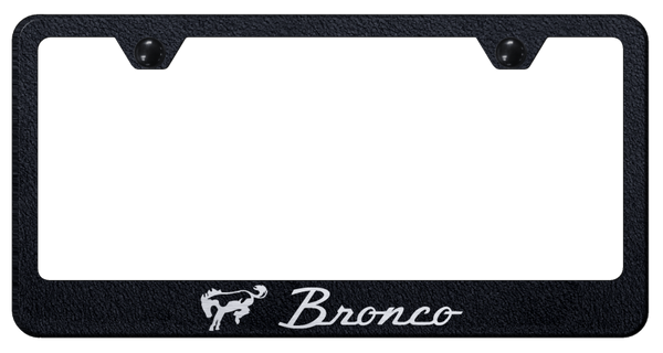 Ford Bronco Stainless Steel Frame - Laser Etched Rugged Black License Plate Frame - LF.BRO.ERB