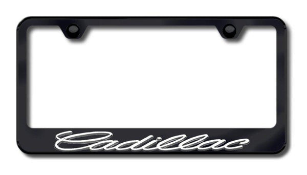 Cadillac Cadillac Chrome on Black Laser Etched Standard License Frame - LF.CAD.CB