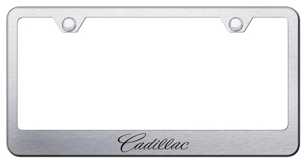 Cadillac Cadillac Name Brushed Stainless Steel Laser Etched Standard License Frame - LF.CADN.ES