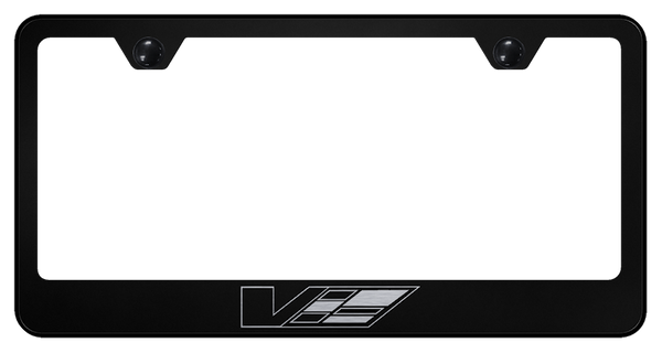 Cadillac Cadillac V Logo Stainless Steel Frame - Laser Etched Black License Plate Frame - LF.CADV.EB