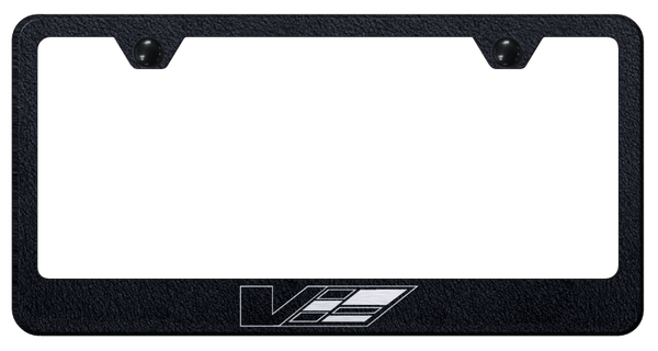 Cadillac Cadillac V Logo Stainless Steel Frame - Etched Rugged Black License Plate Frame - LF.CADV.ERB