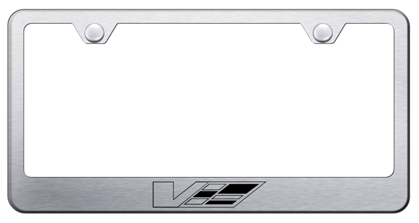 Cadillac Cadillac V Logo Stainless Steel Frame - Laser Etched Brushed License Plate Frame - LF.CADV.ES