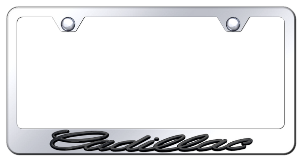 Cadillac Cadillac OEM Stainless Steel Frame - Black Pearl on Mirrored License Plate Frame - LF.CAD.PC