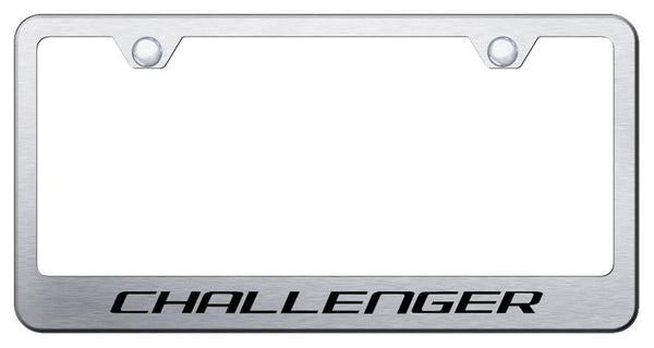 Dodge Challenger Brushed Stainless Steel Laser Etched Standard License Frame - LF.CHA.ES