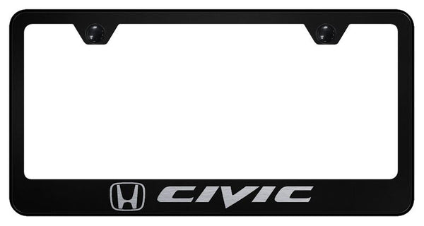 Honda Civic Black Laser Etched Standard License Frame - LF.CIV.EB