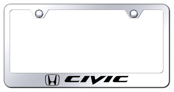 Honda Civic Chrome Laser Etched Standard License Frame - LF.CIV.EC