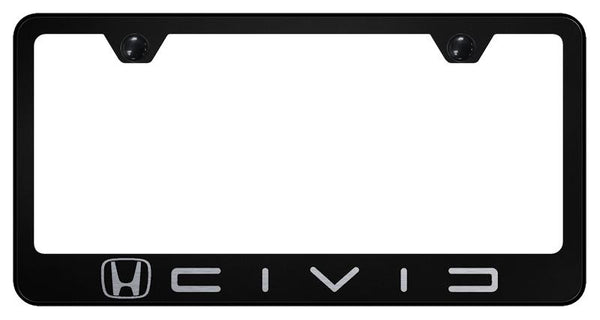 Honda Civic Black Laser Etched Standard License Frame - LF.CIVC.EB