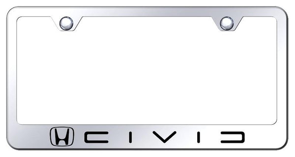 Honda Civic Chrome Laser Etched Standard License Frame - LF.CIVC.EC