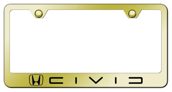 Honda Civic Gold Laser Etched Standard License Frame - LF.CIVC.EG