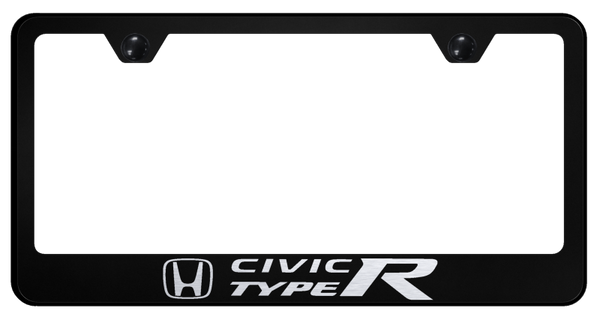 Honda Civic Type R Stainless Steel Frame - Laser Etched Black License Plate Frame - LF.CIVR.EB