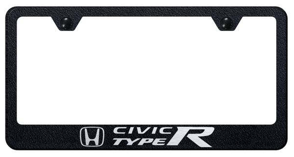 Honda Civic Type R Stainless Steel Frame - Etched Rugged Black License Plate Frame - LF.CIVR.ERB