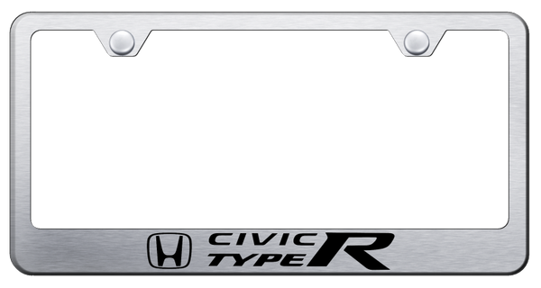 Honda Civic Type R Stainless Steel Frame - Laser Etched Brushed License Plate Frame - LF.CIVR.ES