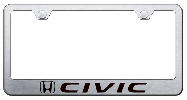 Honda Civic Stainless Steel Frame - Laser Etched Brushed License Plate Frame - LF.CIV.ES