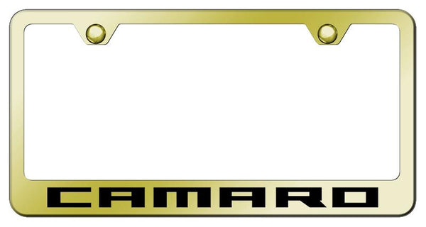 Chevrolet Camaro Gold Laser Etched Standard License Frame - LF.CMR.EG