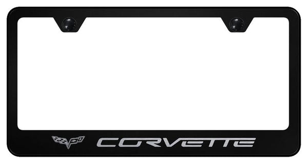 Chevrolet Corvette C6 Black Laser Etched Standard License Frame - LF.COV6.EB