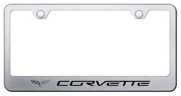 Chevrolet Corvette C6 Brushed Stainless Steel Laser Etched Standard License Frame - LF.COV6.ES