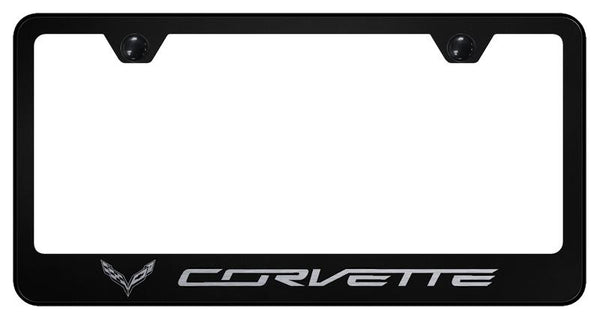 Chevrolet Corvette C7 Black Laser Etched Standard License Frame - LF.COV7.EB