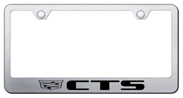 Cadillac CTS Brushed Stainless Steel Laser Etched Standard License Frame - LF.CTS3.ES