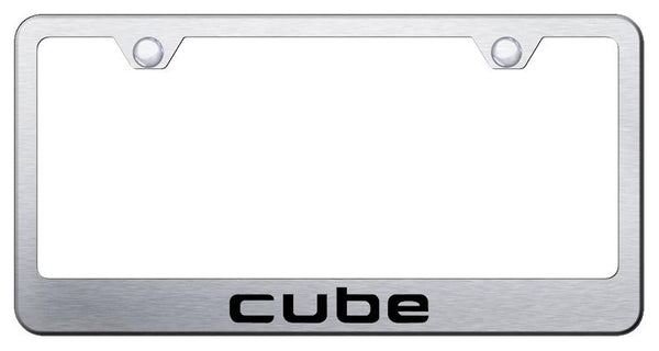 Nissan Cube Brushed Stainless Steel Laser Etched Standard License Frame - LF.CUBE.ES